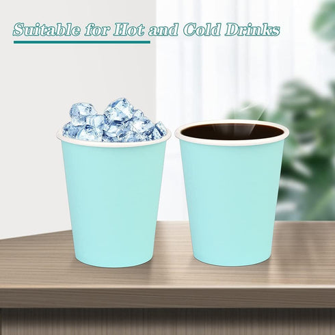 25 Pack 8 oz Disposable Paper Cups, Light Blue Paper Coffee Cups, Hot/Cold Beverage Drinking Cups, Suitable for Offices, Home Kitchens, Coffee Sho...