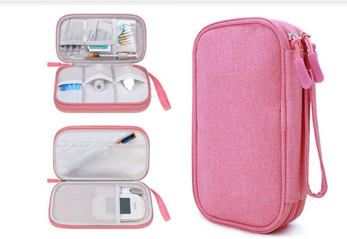 Double Layer Diabetic Supplies Storage Bag Carrying Case Organizer for Glucose Meter Insulin Pen Diabetes Testing Kit, Test Strips, Lancets, Syrin...