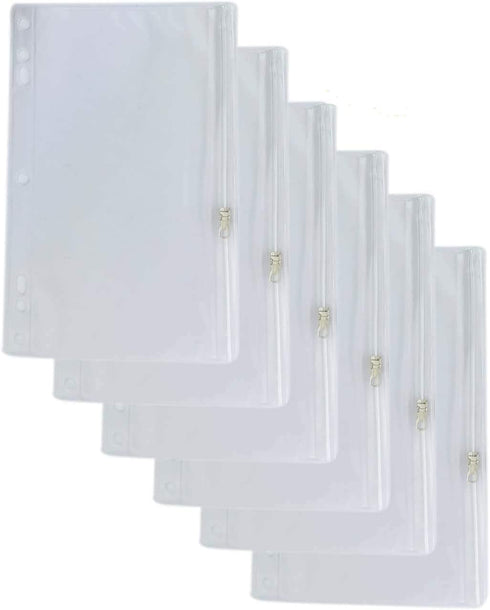 Vinyl Ring Binder Pockets - 9 ½ x 6 Inches - Fits All Standard Ring Binders - Zip Closure to Secure Your Belongings - 12-Pack...