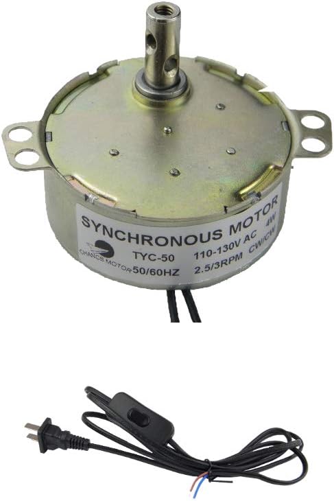 CHANCS Synchronous Turntable Motor Electric Motor2.5/3RPM/MIN 50/60Hz 4W CCW/CW AC100~127V Synchron Motor for Cup Turner,Cuptisserie Rotator...