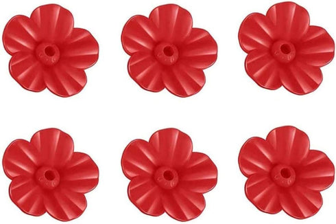 6 PCS Red Hummingbird Feeder Replacement Flowers,Plastic Decorative Flower Feeding Replacement Parts for Hummingbird Feeder Outdoors, Slices Windo...