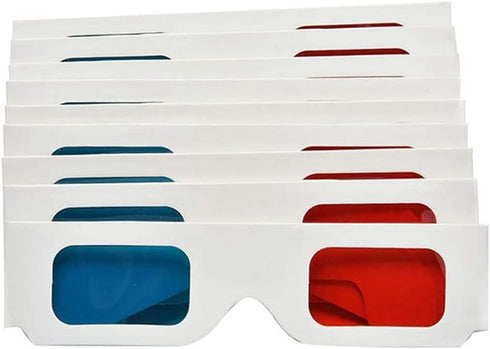 3D Paper Glasses, Red and Cyan Anaglyph, White Cardboard Frame, 50 Pairs...