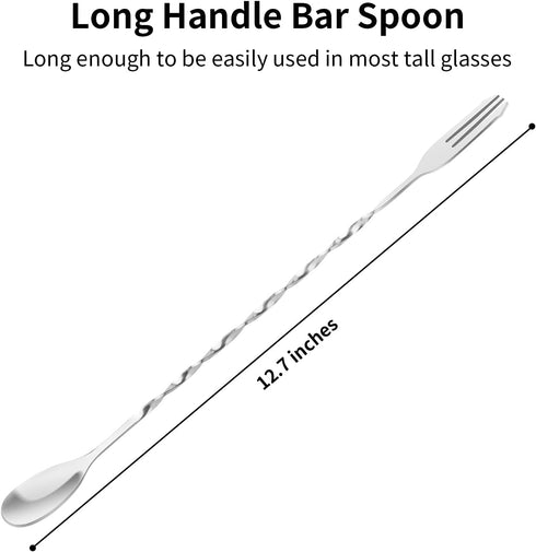 Bar Spoon Cocktail Mixing Spoon - Cuttte 2pcs Cocktail Spoon Long Handle 12.7 Inches, Stainless Steel Drink Stirrers Cocktail Stirrer with Trident...