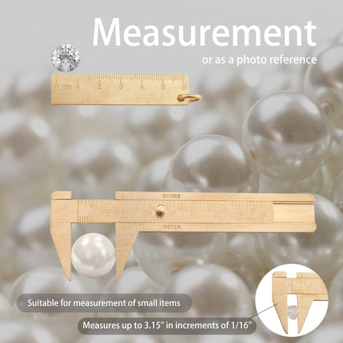 Mini Brass 80mm Double Scale Caliper Portable Sliding Measurement Tool for Measuring Gemstones and Jewelry Components Bead (1PC Caliper and 1pc 60...