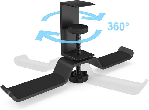 aceyoon Headphone Stand, Under Desk Hanger, Dual Headset Holder, Table Hook for Bag/Backpack/Gaming Headphone, 360 Rotatable, Black...