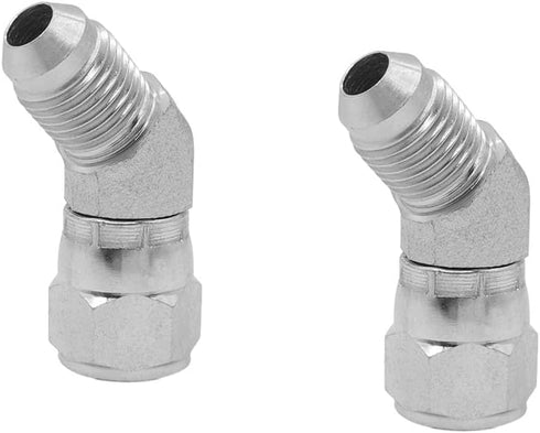 (2-PACK) 6502-05-05 Hydraulic Hose Adapter Fitting 5/16" Male JIC 37°Flare (1/2"-20UNF)× 5/16" Female JIC 37° Swivel (1/2"-20UNF) 45°Elbow Pipe Jo...
