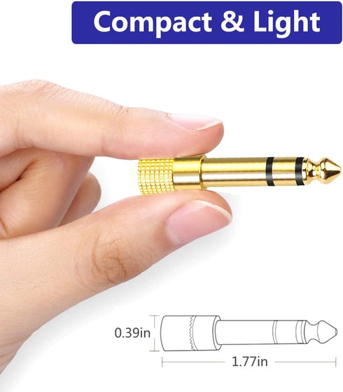 VCE 6.35mm (1/4 inch) Male to 3.5mm (1/8 inch) Female Stereo Audio Jack Adapter for Aux Cable, Guitar Amplifier, Headphone, 2 Pack...