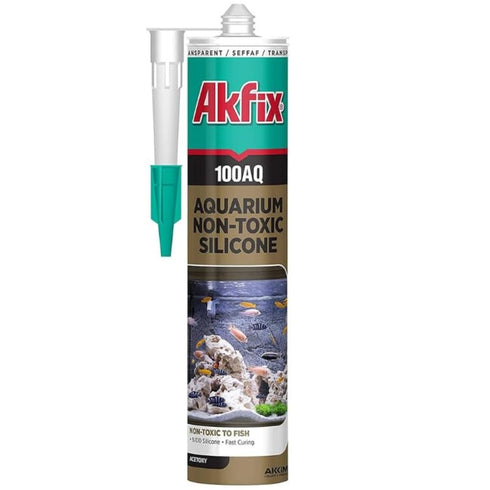 Akfix 100AQ Black Aquarium Silicone Sealant (1x10.1 fl. oz.) - 100% Silicone, Waterproof Aquarium Safe Silicone Black, High-Speed Curing and Stron...