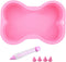Dog Birthday Cake Mold Silicone Bone Shape Cake Pan with Decorating Pen (Pink, 10")...