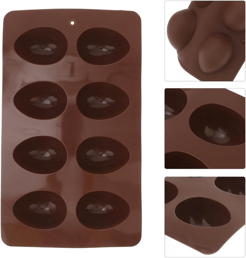 Amosfun Silicone Baking Cake Mold 8-Cavity Easter Egg Shaped Molds for Diy Cooking Perfect for Chocolate Muffins and Cakes - Coffee Color 10.62 X ...