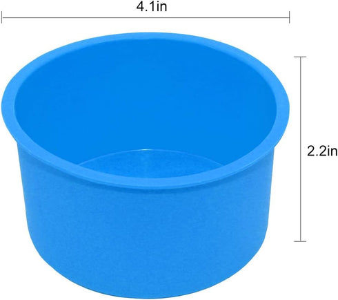 Silicone Mini Round Cake Molds, 4 Inch, Blue, Reusable, Non-Stick, Microwave, Oven, Freezer Safe...