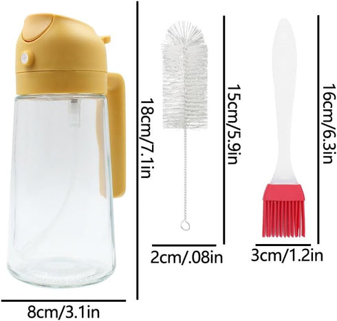 Oil Dispenser for kitchen, 2 In 1 Oil Dispenser & Oil Sprayers, 470ml/ 16oz Olive Oil Dispenser Bottle, Food-grade Oil Mister for Air Fryer, Bakin...