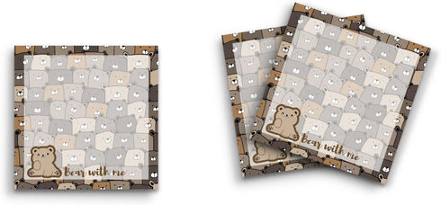 Sticky Notes 12 Pack 3"x3" 50 Sheet Count Per Pad, Bear with Me, Cute Funny Memo Note Pads Stationery Journal Planner Paper...