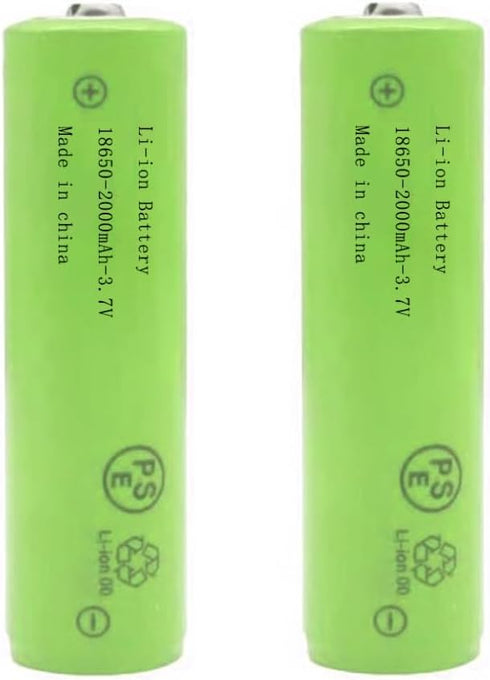 3.7Volt 2Pcs Rechargeable Battery 2000mAh Button Top Batteries for Headlamp,LED Flashlight,Mini Fans etc(Green)...