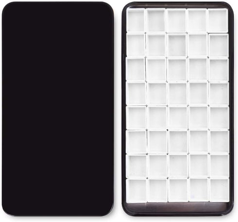 Watercolor Tin Palette Paint Case with 40Pcs White Plastic Empty Half Pans Carrying Magnetic Stripe, Artist Paints Pan Kits for DIY Watercolor Oil...