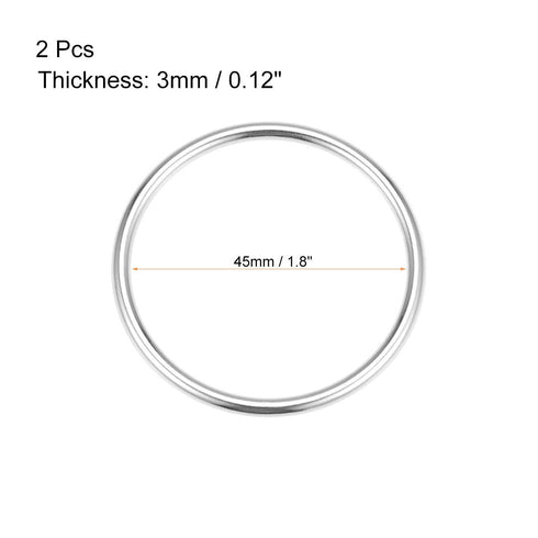 uxcell O Ring Buckle 45mm(1.8") ID 3mm Thickness Zinc Alloy O-Rings for Hardware Bags Belts Craft DIY Accessories, Silver Tone 2pcs...
