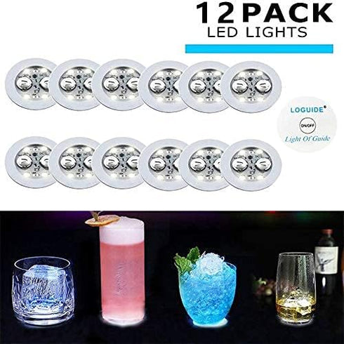 LOGUIDE LED Light Up Coasters,LED Bottle Lights, Bottle Glorifier,LED Sticker Coaster Discs for Drinks,Flash Cup Coaster Flashing Shots Light (Coo...