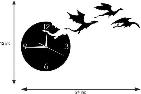 The Geeky Days Magic Flying Angry Fantasy Dragon Wall Clock Abstract Gothic Fairytale Dragon Wall Art Quartz Analog Quiet Decorative Wall Watch...