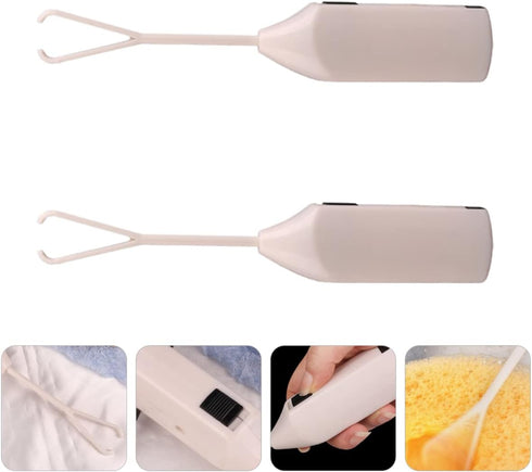 2pcs Electric Egg Baking Mixer Cooking Egg Hand Held Blender Hand Crank Egg Mini Blenders Mixer Electric Mini Whisk Handheld Frother Plastic White...