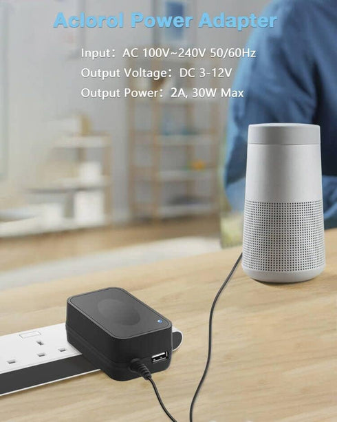 Aclorol Universal Power Adapter 30W 12V 9V 7.5V 6V 5V 4.5V 3V Adjustable Variable Power Supply AC/DC Adapter Converter Switching 100V-240V AC to D...