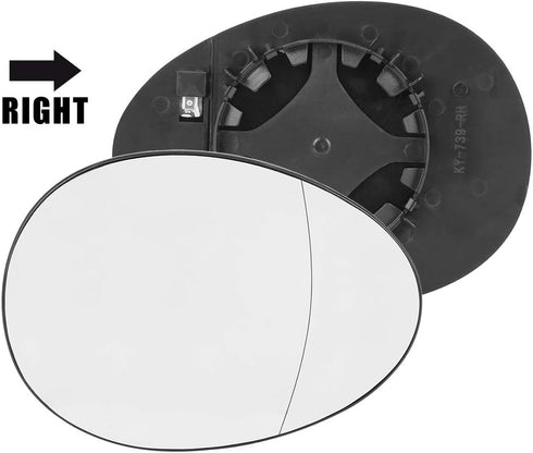 X AUTOHAUX Mirror Glass Heated with Backing Plate Passenger Side Right Side Rear View Mirror Glass for BMW for Mini Cooper 2007-2015...