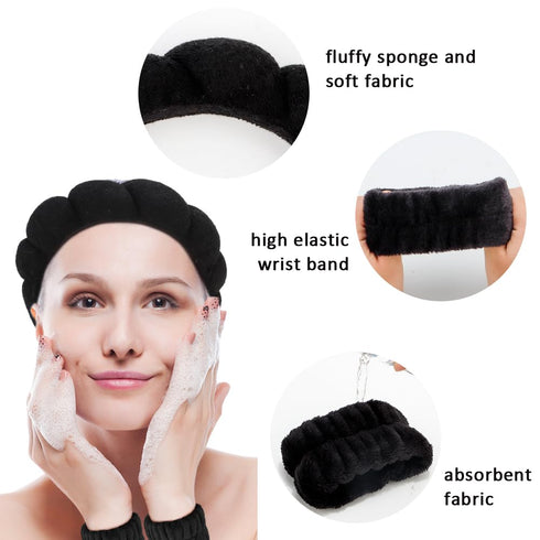 Spa Headband for Women Sponge Soft Headband for Washing Face Hairband for Women Girls Shower Makeup Skincare Non Slip Thick Hair Accessory for Fac...