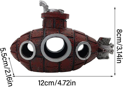 Fish Tank Decoration Wreck Undersea Boat Aquarium Ornament Broken Submarine Fish Shrimp Hiding Home Decoration Pet Supplies...