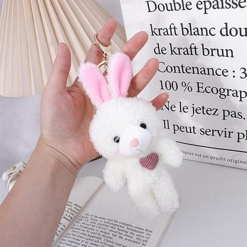 1Pc Brown Bear Pink Heart Mini Plush Stuffed Keychain For Backpack,Soft Cotton Key Chain Keychain For Gift Graduation Party Favors Bag DIY Keychai...