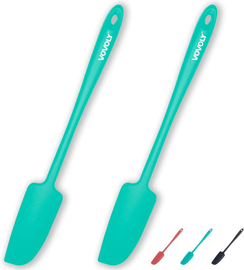 2-Pack Vovoly Silicone Jar Spatulas, Small Seamless Design Rubber Scraper with Stainless Steel Core, Heat Resistant and Non-Stick Mini Spatula for...