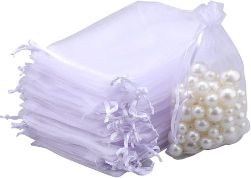 G2PLUS Organza Bags 5×7 Inches, 100PCS White Organza Gift Bags with Drawstring, Sheer Mesh Jewelry Pouches, Sheer Candy Bag for Christmas, Wedding...