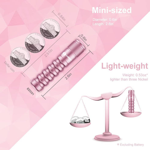 LUMINTOP EDC01 Pink Keychain Flashlight 120 lumen AAA Flashlight 32 Hours Long Lasting IPX-8 Waterproof EDC light for Everday...