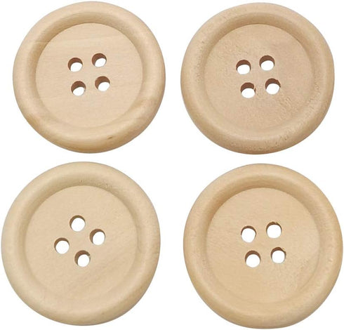 Chenkou Craft 40pcs 25mm 1" Round Natural Wood Buttons 4 Holes Craft Sewing Button (25mm)...