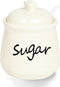 ONTUBE Ceramic Sugar Bowl with Lid and Spoon 12oz (beige)...