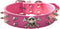 Spiked Leather Dog Collar, 2 Rows Bullet Rivets Studded PU Leather, Cool Skull Pet Collar for Medium and Large Dogs (L, Hot Pink)...
