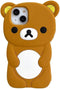 Ultra Thick Soft Silicone Case for Apple iPhone 14 Pro 14Pro Teddy Bear Brown Color Animal 3D Cartoon Japanese Cute Lovely Adorable Kawaii Kids Gi...