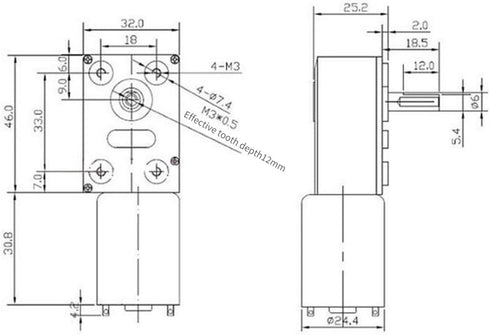 CHANCS 370WG 12V DC 18RPM Engine Mini Turbine Worm Reducer Electric Motor...