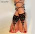 2PC Beach Anklet Barefoot Sandals Black Crochet Layered Lace Ring Foot Chain Bridal Wedding Anklet Foot Yoga Dance Trendy Accessories for Women...