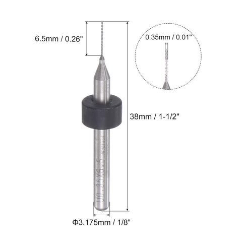 uxcell Micro PCB Drill Bit Set, 1/8" Shank 0.35mm Solid Tungsten Carbide CNC Engraving Print Circuit Board Drill Bits Rotary Tool 10pcs...