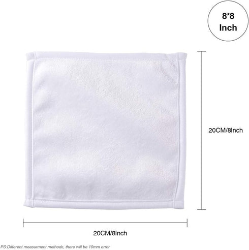 PYD Life 12 Pack Sublimation Blanks White Towel 8 Inch Bathroom Face Hand Towel Kitchen Tea Dish Drying Cotton High Absorbent Polyester Towel for ...
