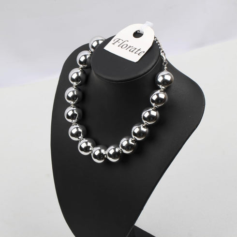 Metal Big Bead Ball Pendant Women Necklace Copper Metal Chunky Statement Round Choker Jewellery...