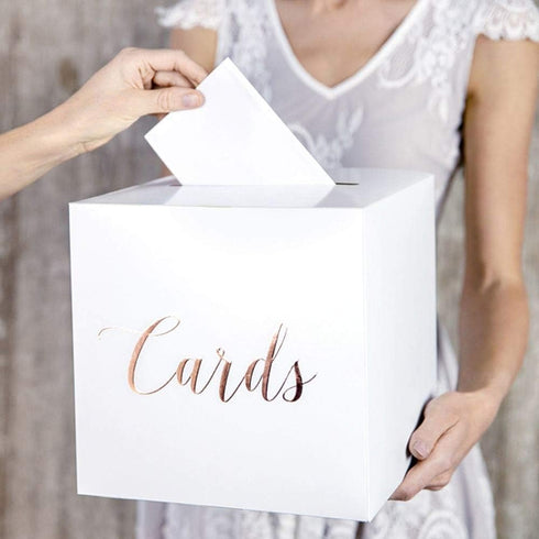 Wedding Card Postbox White with Rose Gold Lettering 'Cards'...