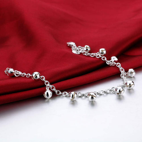 H&Beautimer Fashion Silver Anklet With Cute bell Foot Chain For Women Charm Beach Ankle Bracelet Lobster Clasp Adjustable Jewelry Gift...