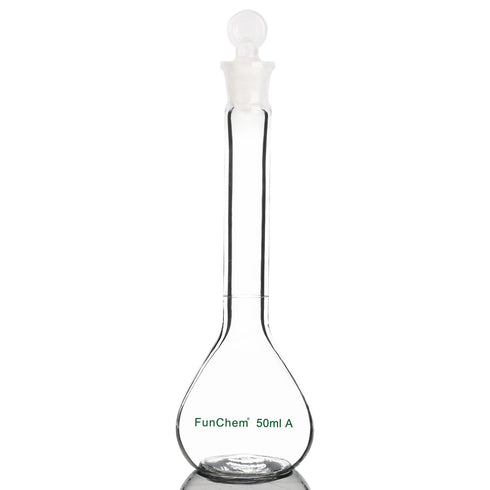 Glass Volumetric Flask with Glass Stopper, Borosilicate Glass Heavy Wall, Class A, Tolerance ±0.05 ml, 50 ml (Pack of 1)...