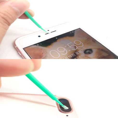 100 Pack Phone Charge Port Cleaning Tool kit,Bendable Mini Soft Round Brushes Cleaner Compatible with iPhone 11 Pro Speaker Tablet Camera Laptop C...