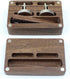 Rustic Walnut Wooden Round Cufflinks Tie Clips Set for Men with Wooden Organizer Box...