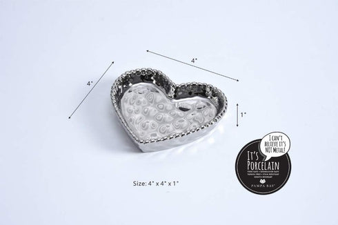 Love is in the Air Small Porcelain Heart Dish, Silver...