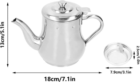 Teapot, 500 ML Stainless Steel Tea Pot Tea Kettle Cold Short Spout Pour with Removable Infuser Gooseneck Modern Teapot for Home Kitchen Hotel Rest...