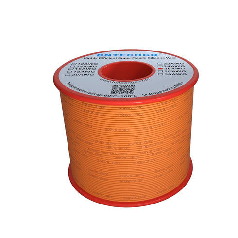 BNTECHGO 26 Gauge Silicone wire spool 250 ft Orange Flexible 26 AWG Stranded Tinned Copper Wire...