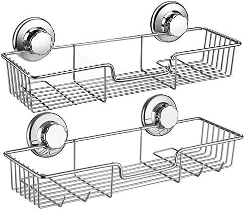 ARCCI Suction Shower Caddy, Shower Shelf Basket with Hooks, Wall Mounted Bathroom Organizer - 304 Stainless Steel Shower Rack for Shampoo, Conditi...