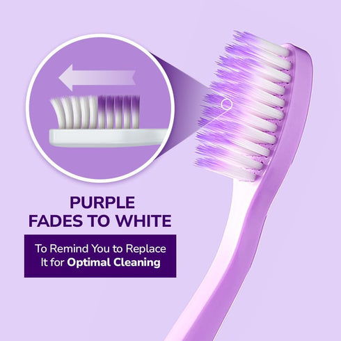 Purple Whitening Toothbrush 4Count - Purple Indicater Medium Toothbrushes for Adults, Plaque Remover for Teeth, High Strength Medium Bristle Tooth...